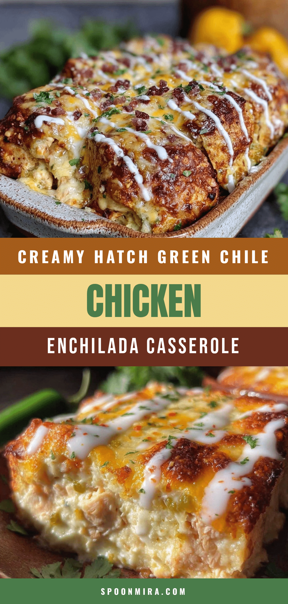 Creamy Hatch Green Chile Chicken Enchilada Casserole recipe