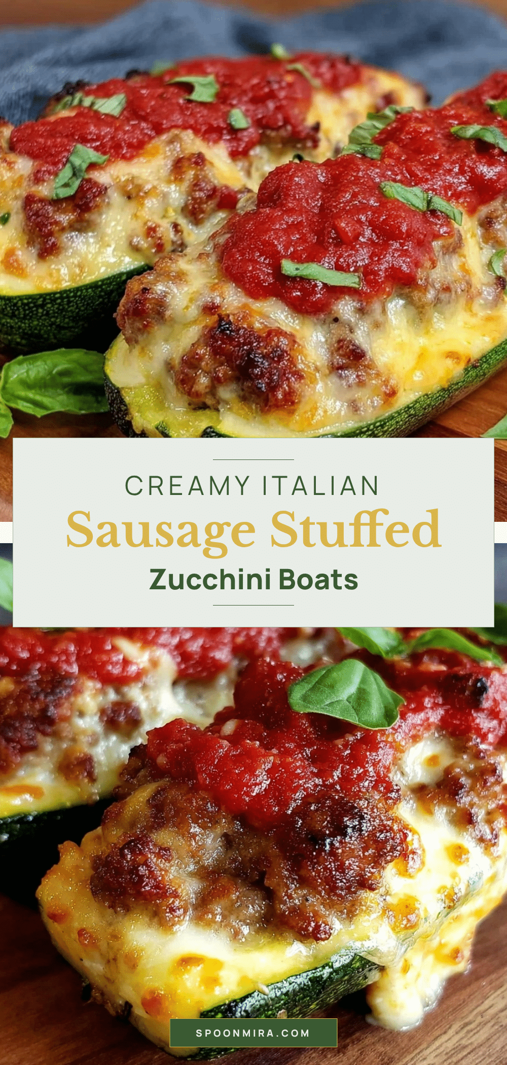 creamy italian sausage stuffed zucchini boats recipe