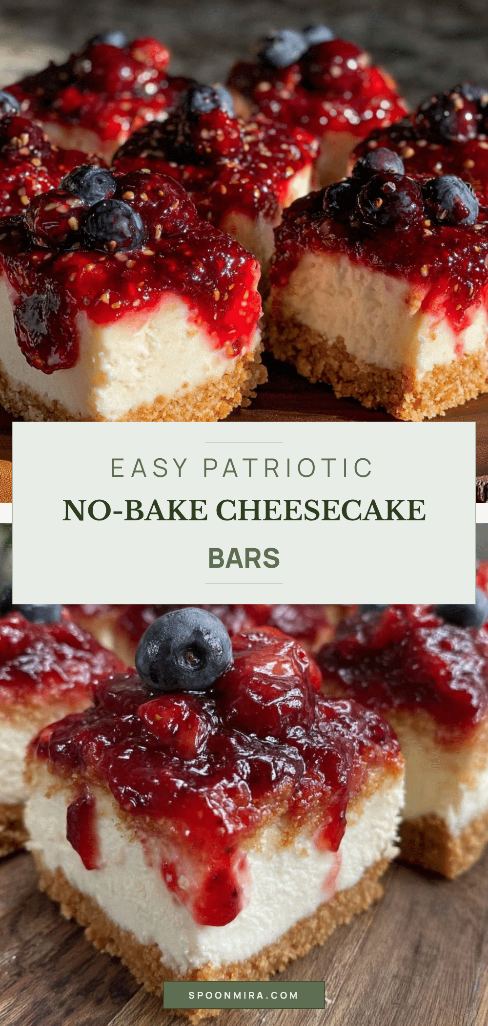 easy patriotic no-bake cheesecake bars recipe