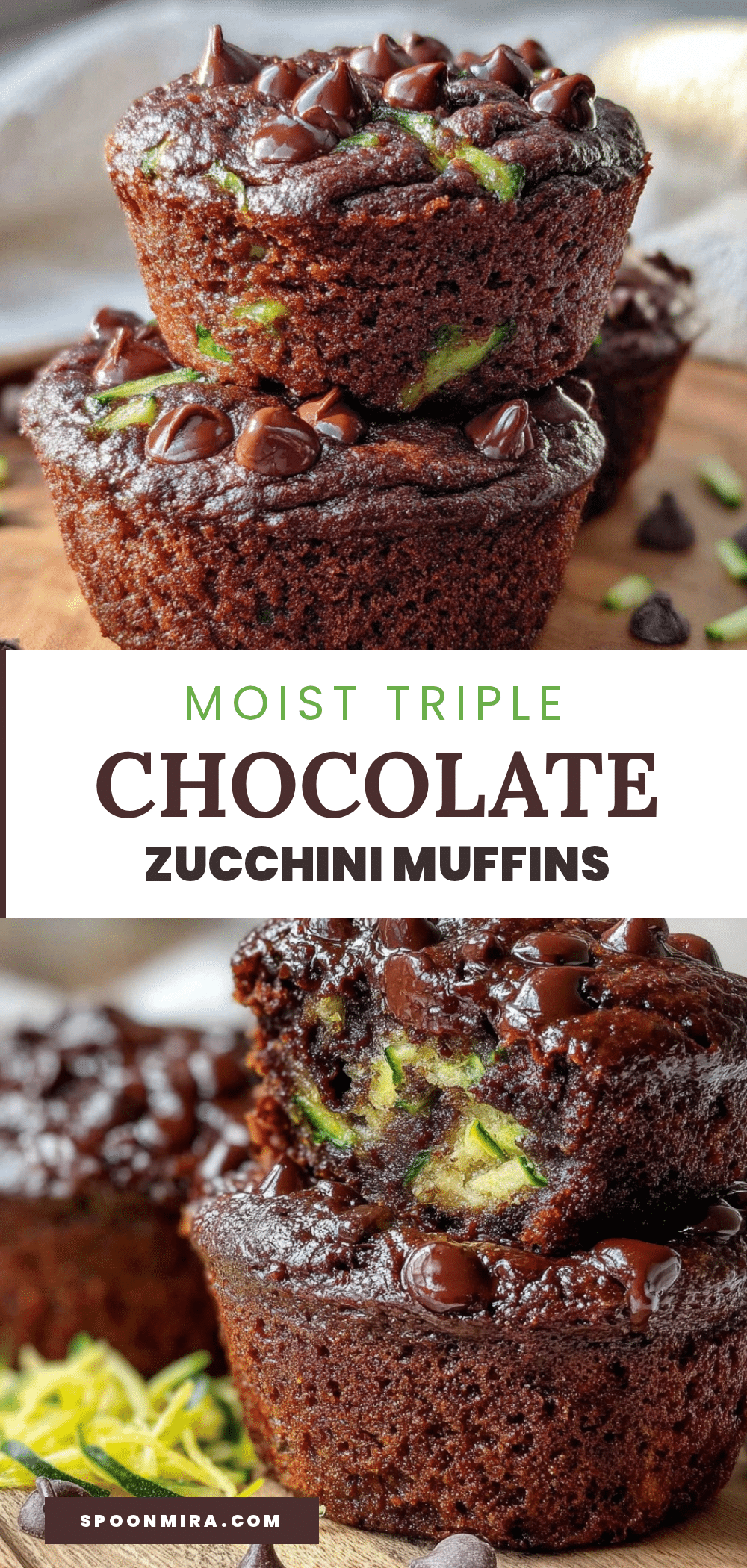moist triple chocolate zucchini muffins recipe