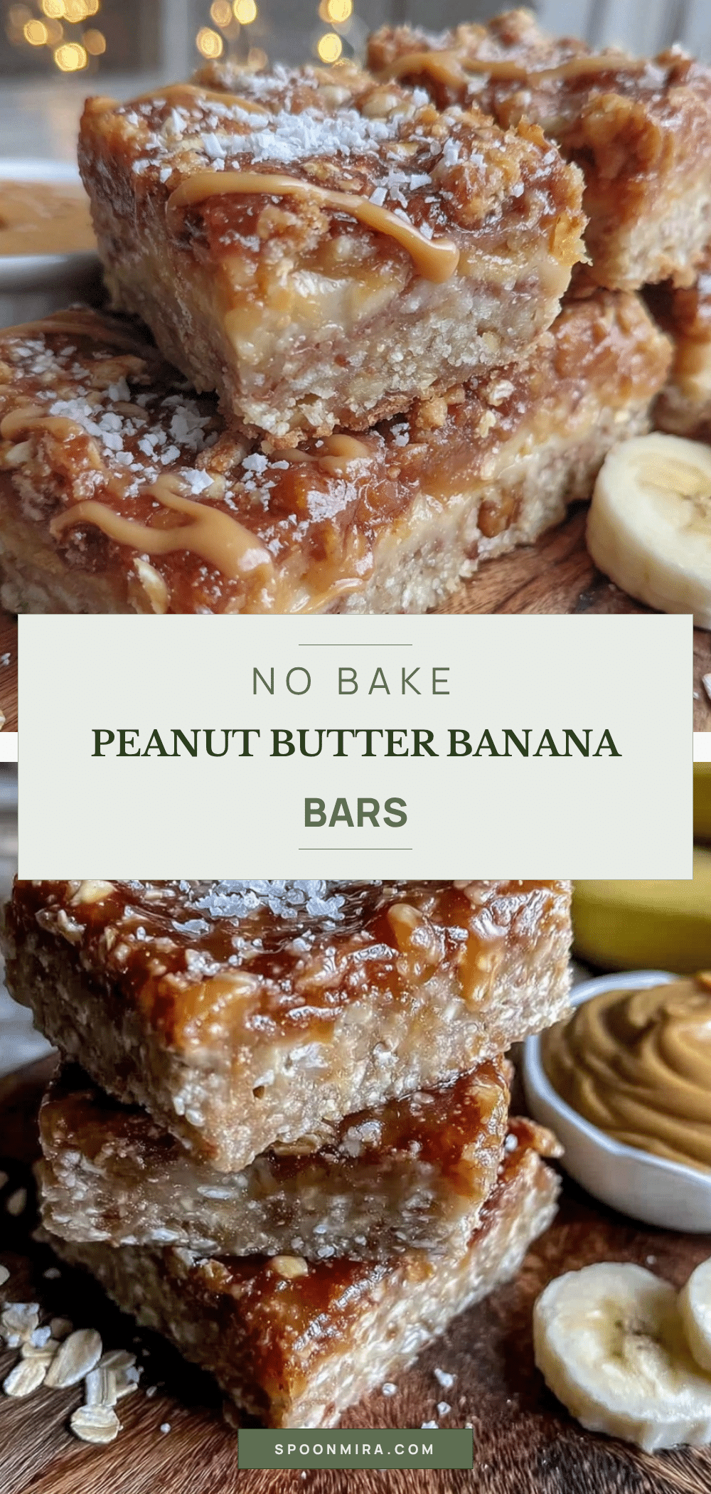 no bake peanut butter banana oat energy bars recipe