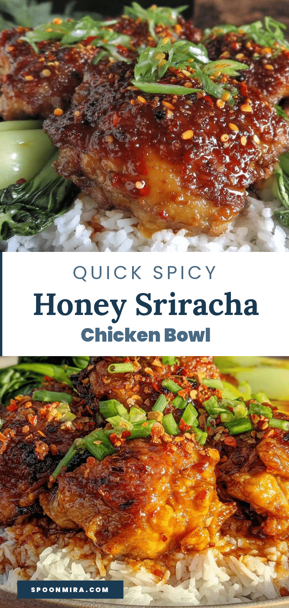 spicy honey sriracha chicken thigh rice bowl recipe