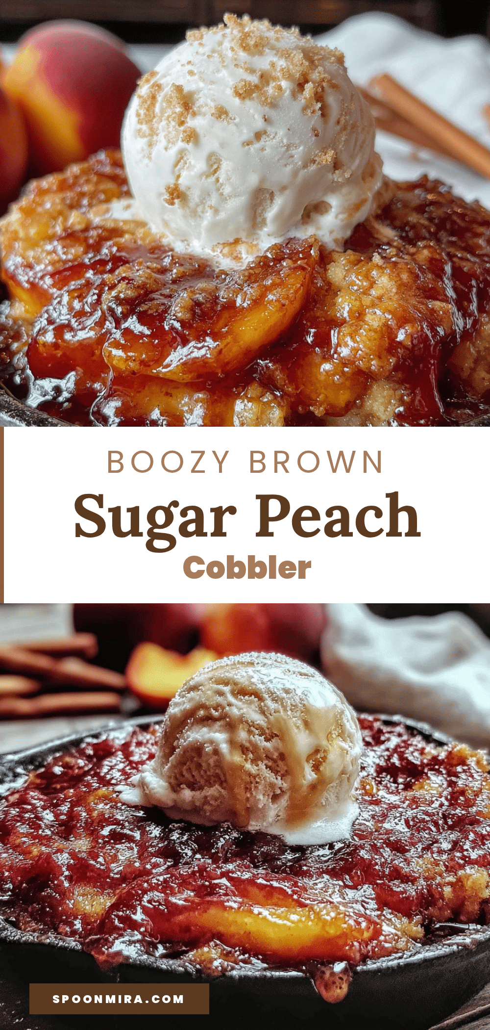 boozy brown sugar peach cobbler recipe
