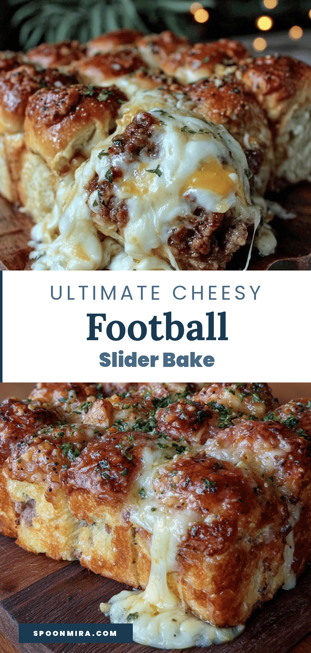 cheesy football pull-apart slider bake recipe