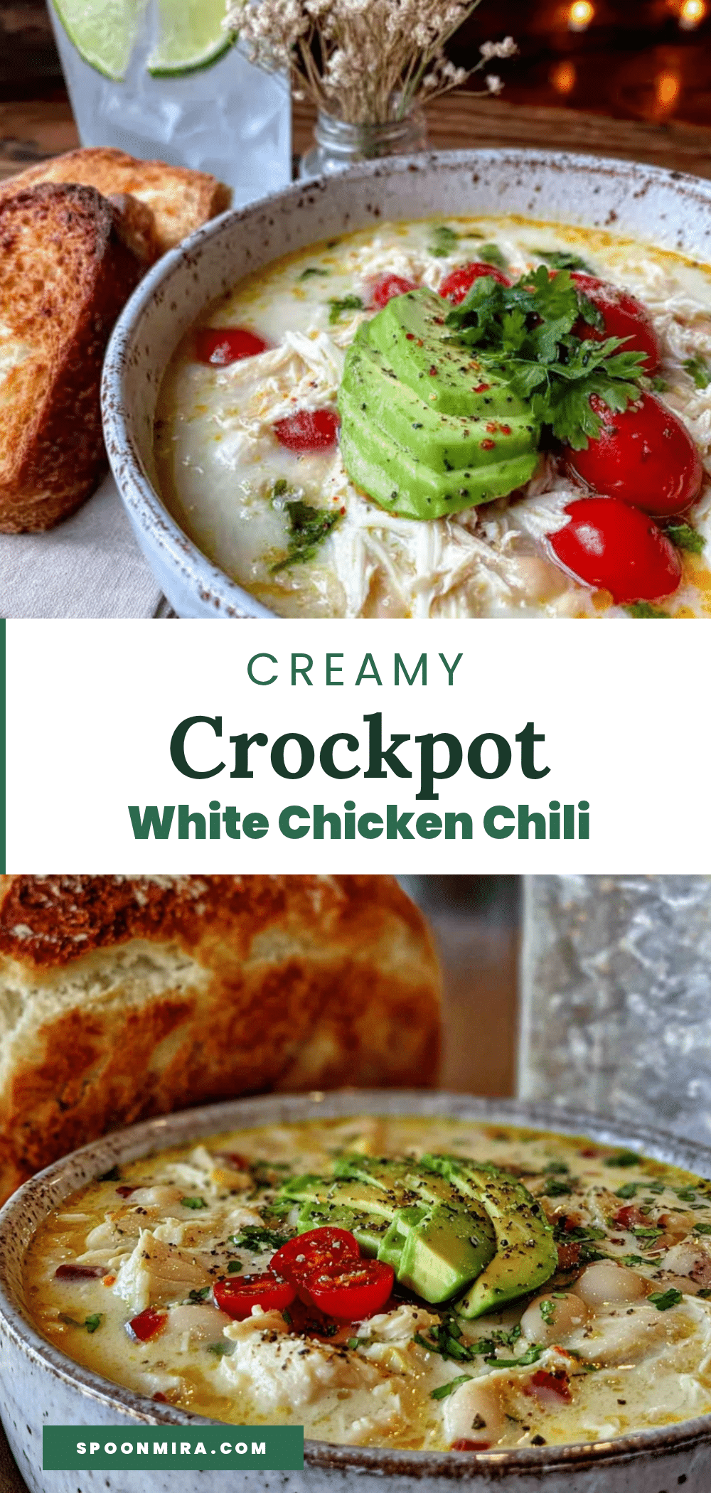 creamy crockpot white chicken chili recipe