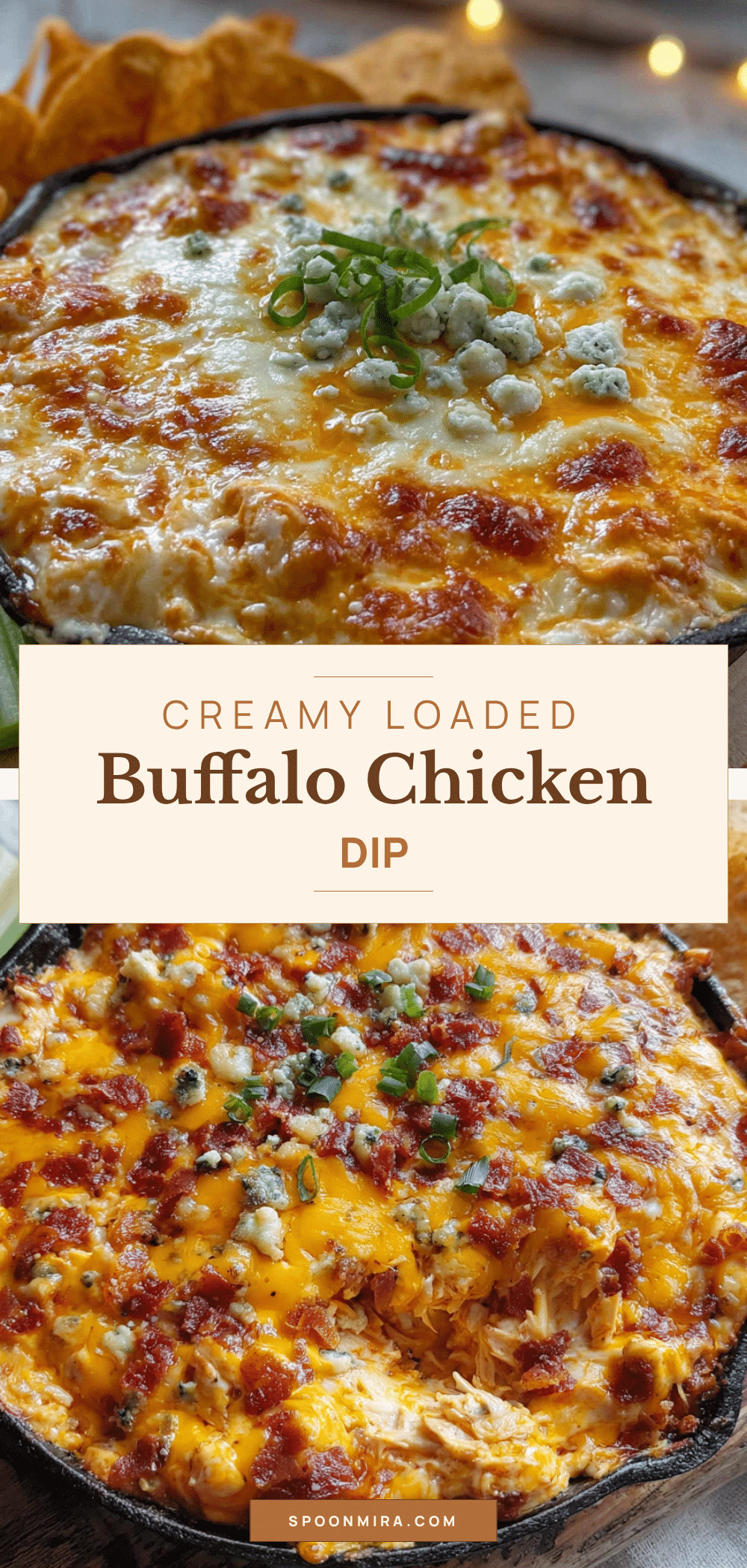 creamy loaded buffalo chicken dip with blue cheese recipe
