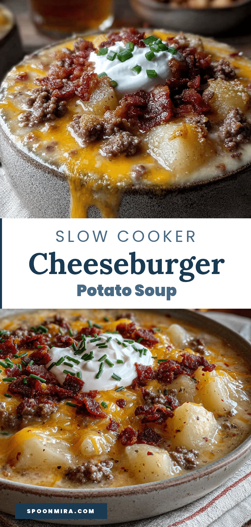 creamy slow cooker cheeseburger potato soup recipe