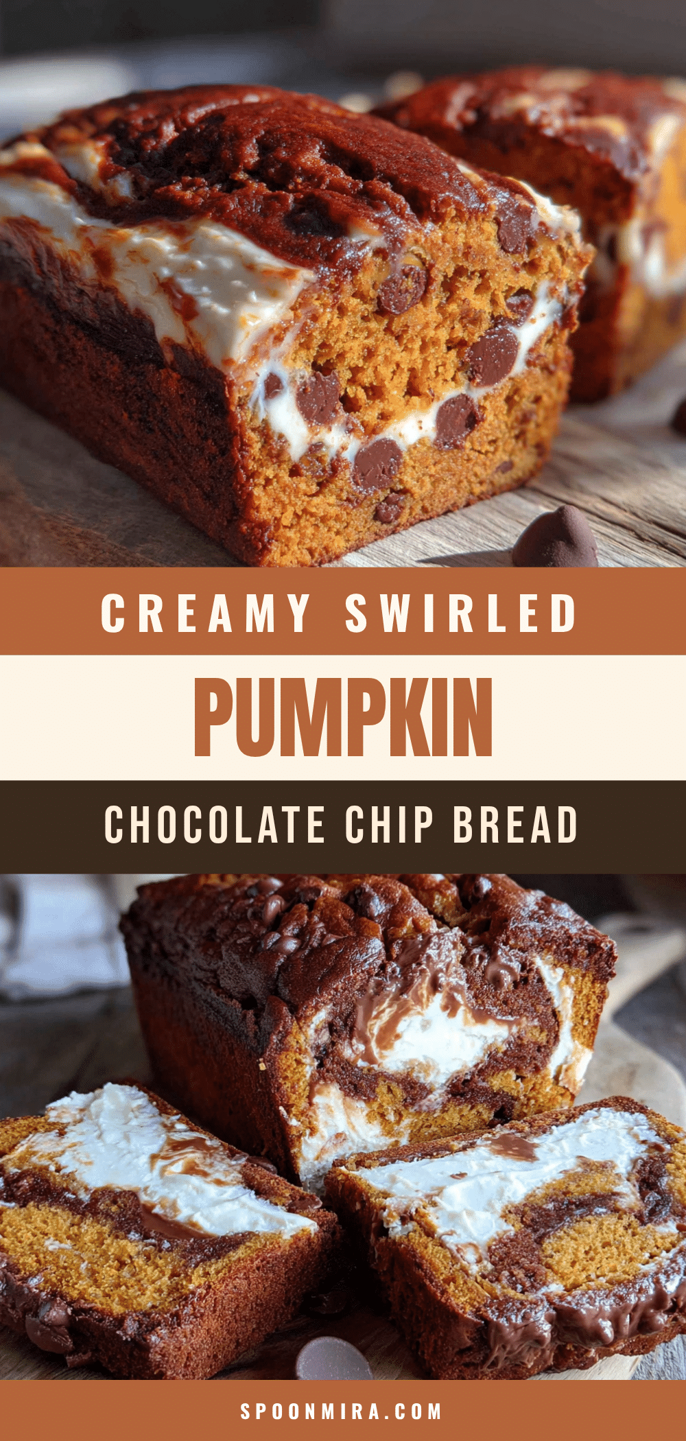 creamy swirled chocolate chip pumpkin bread recipe