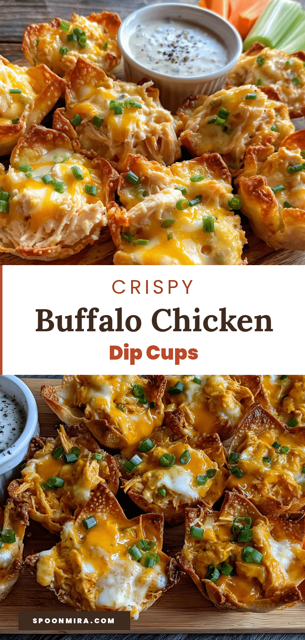 crispy buffalo chicken dip wonton cups recipe