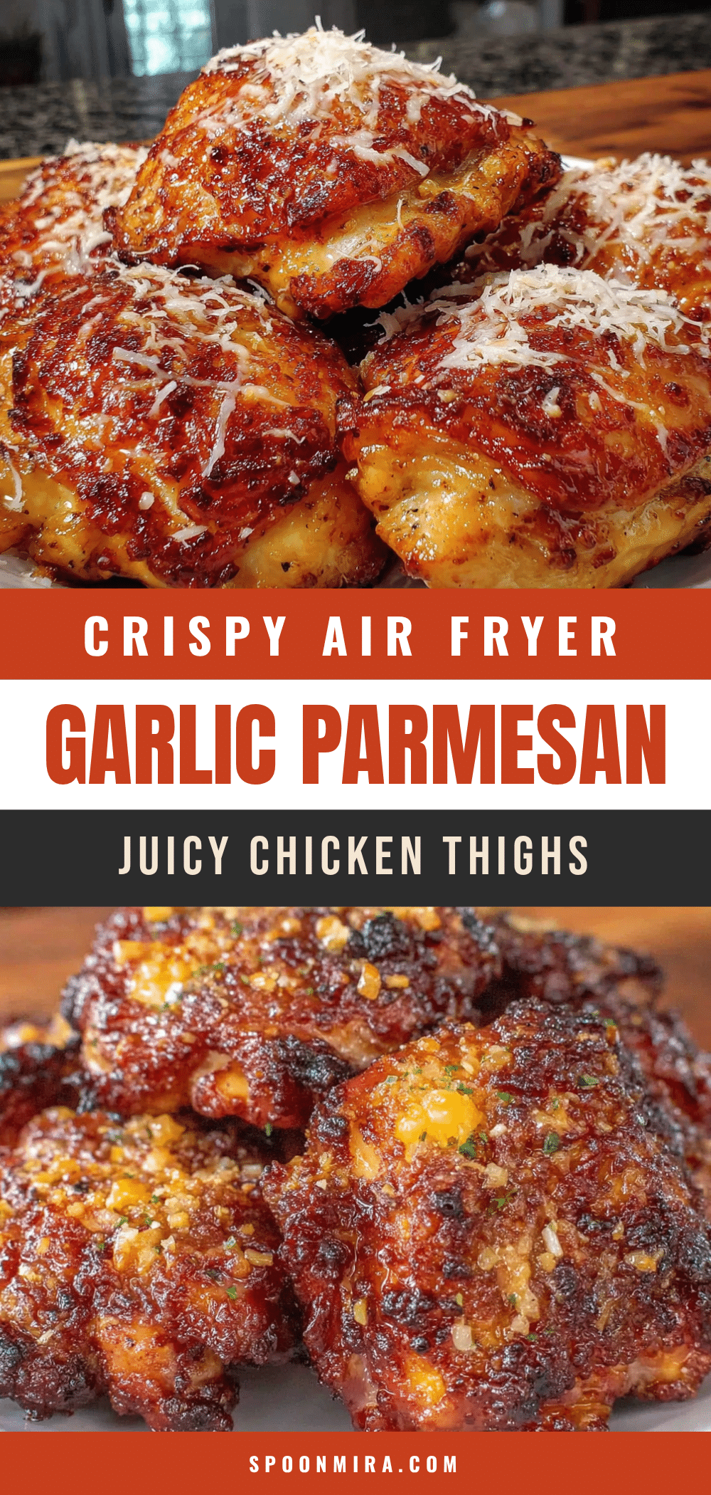 crispy garlic parmesan chicken thighs air fryer recipe