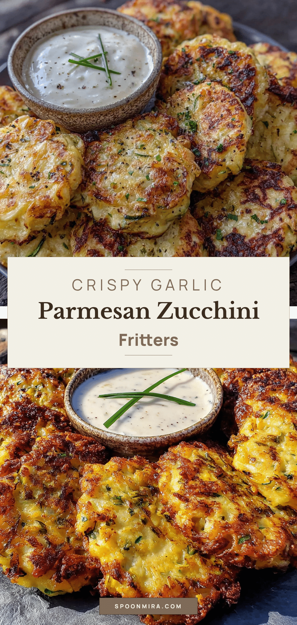 Crispy Garlic Parmesan Zucchini Fritters recipe