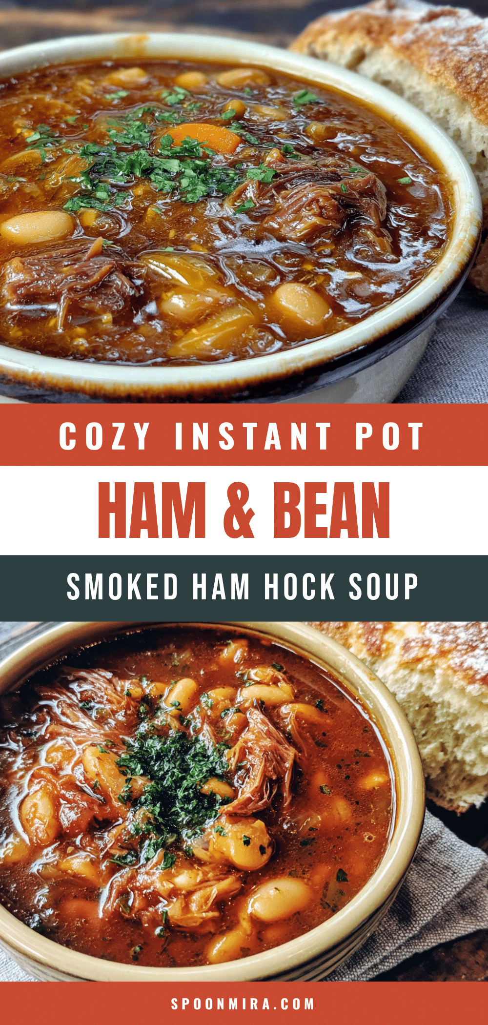 Easy Instant Pot Ham and Bean Soup with Smoked Ham Hock recipe