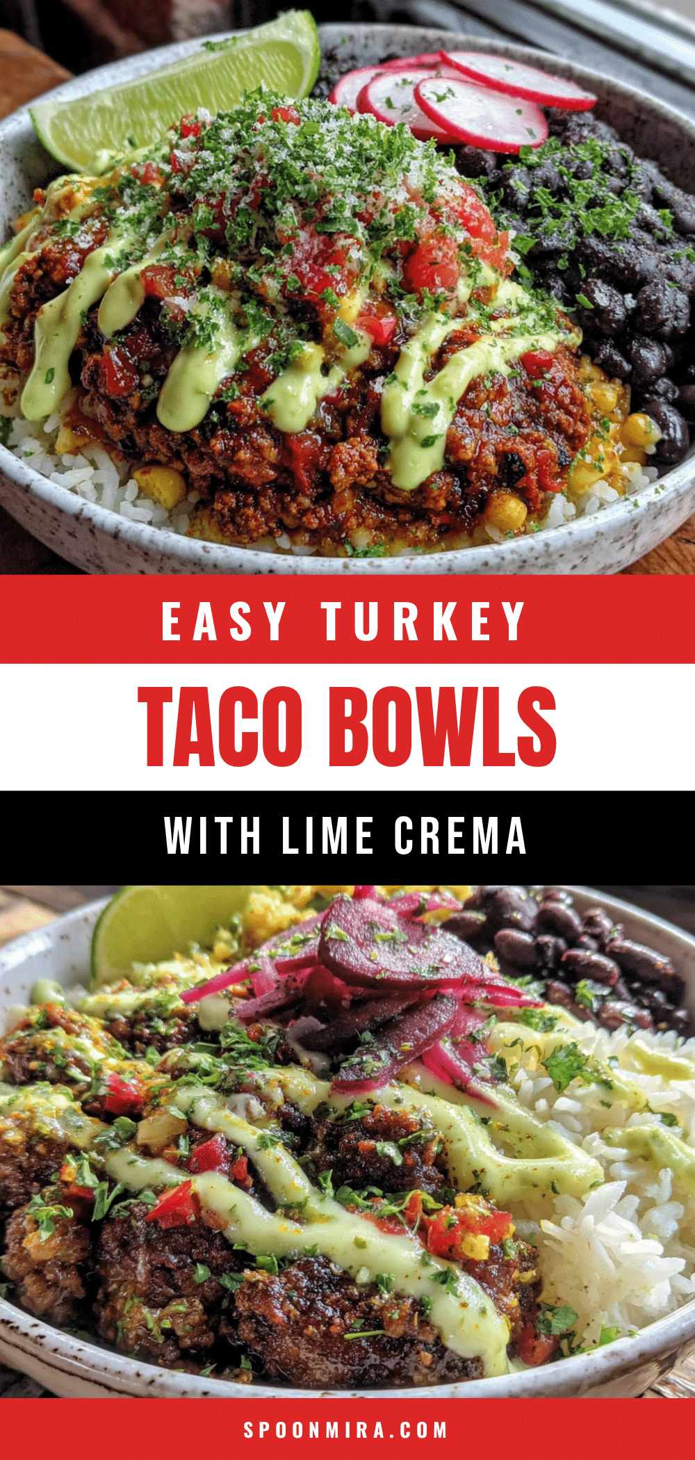 Easy Turkey Taco Lunchbox Bowls with Lime Crema recipe