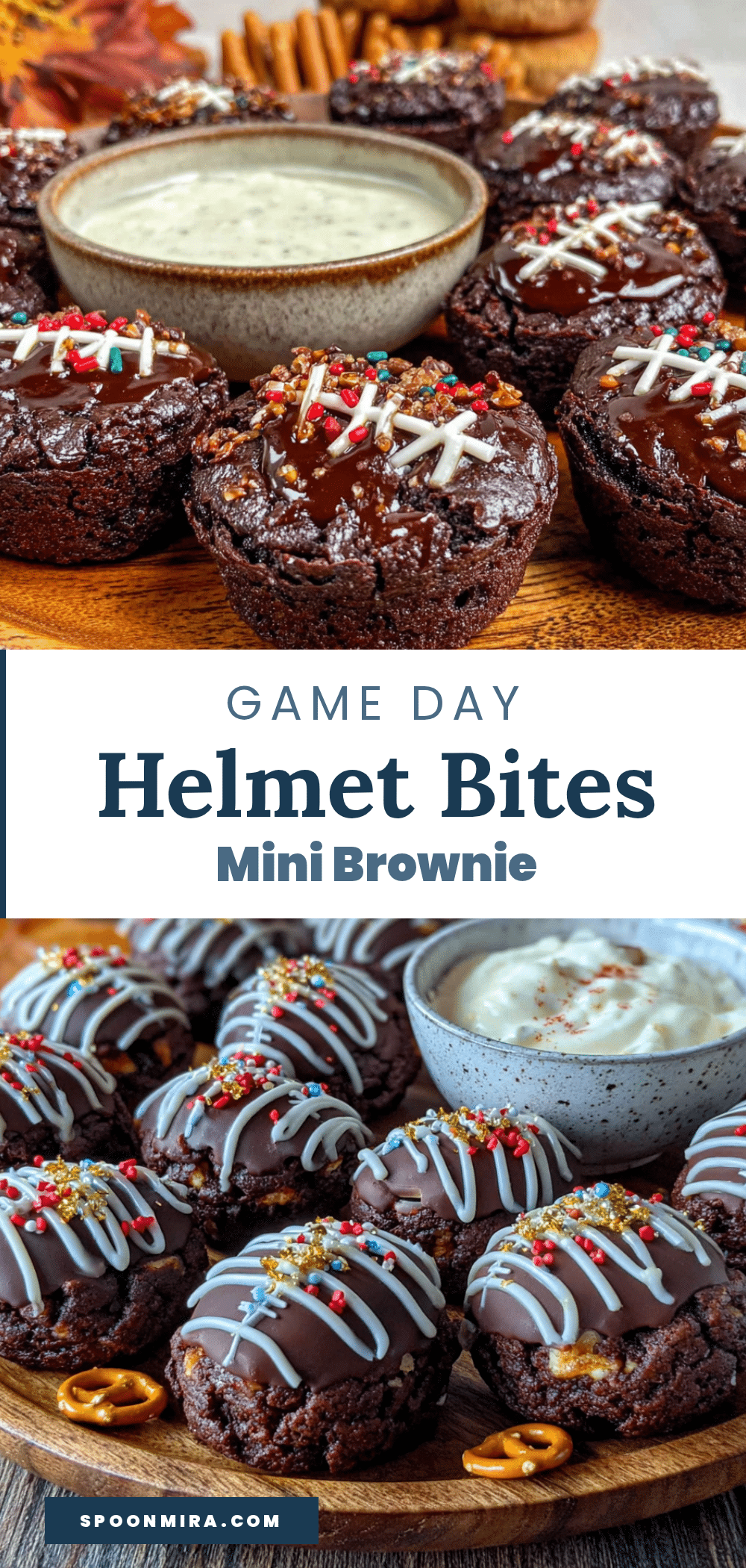 game day mini football helmet brownie bites recipe