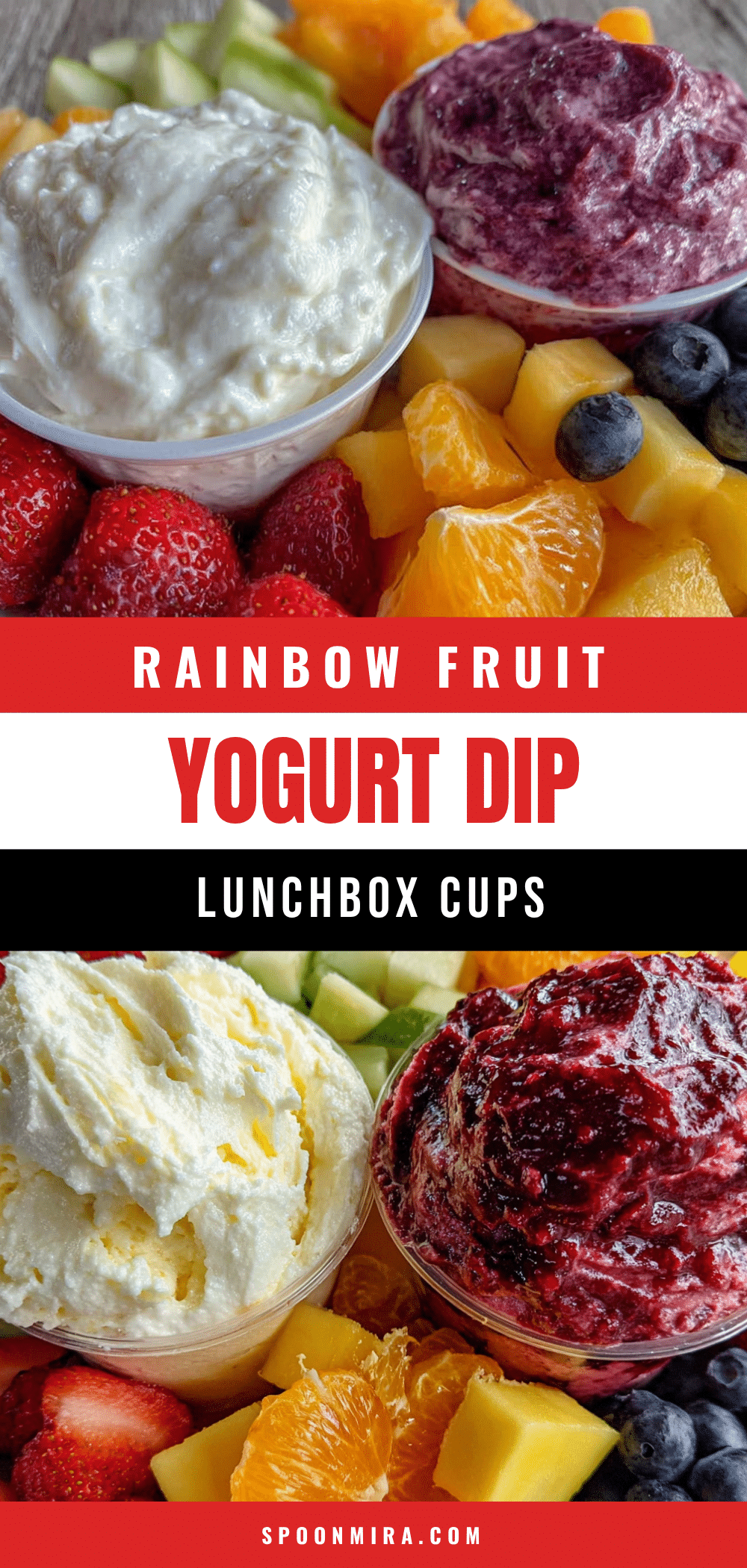 healthy rainbow fruit yogurt dip lunchbox cups recipe