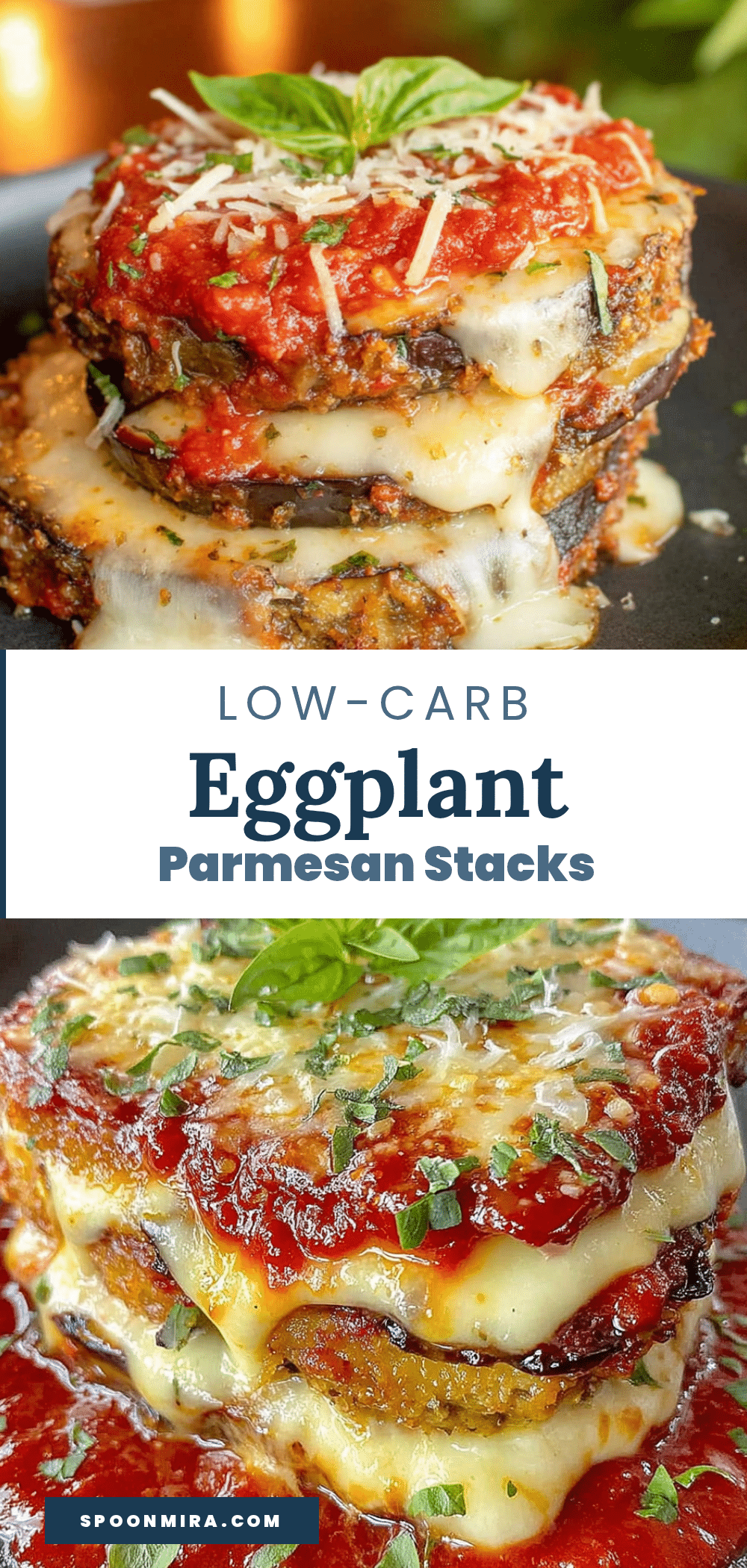 low-carb roasted eggplant parmesan stacks recipe