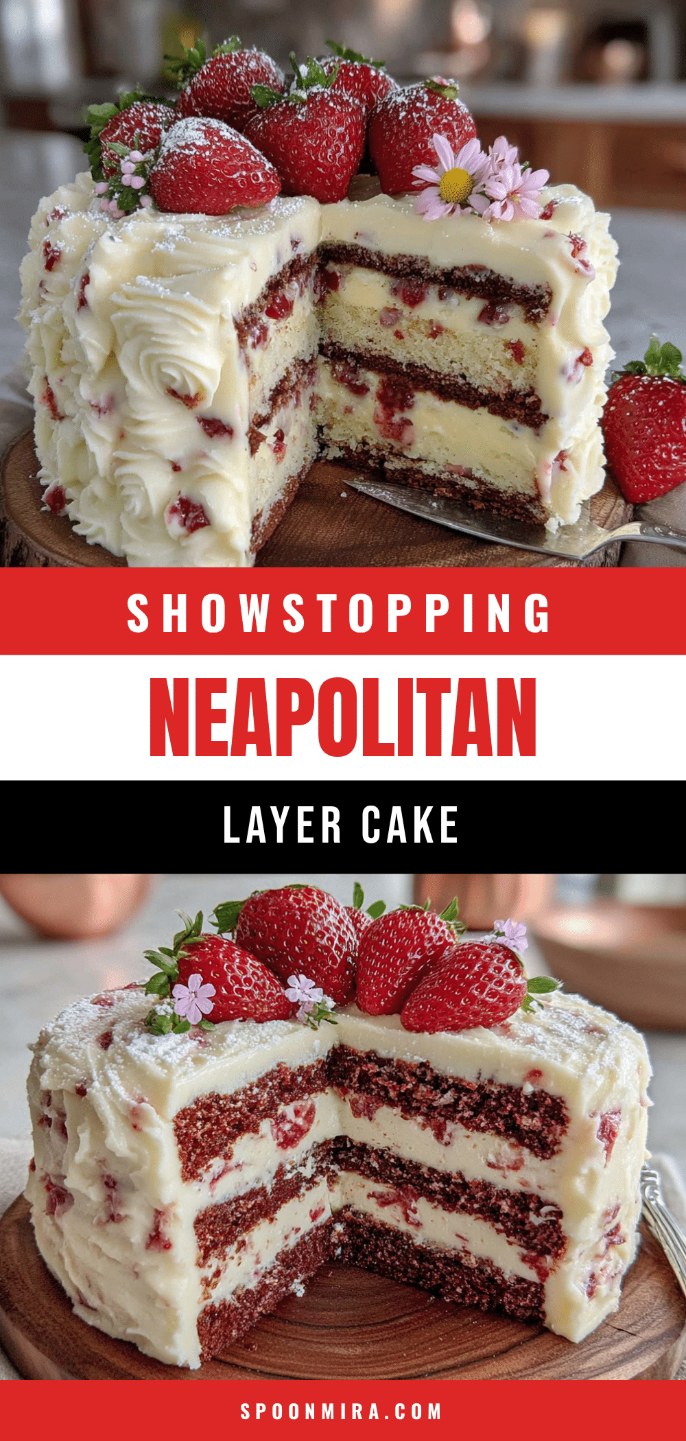 Neapolitan Layer Cake with Strawberry Buttercream recipe