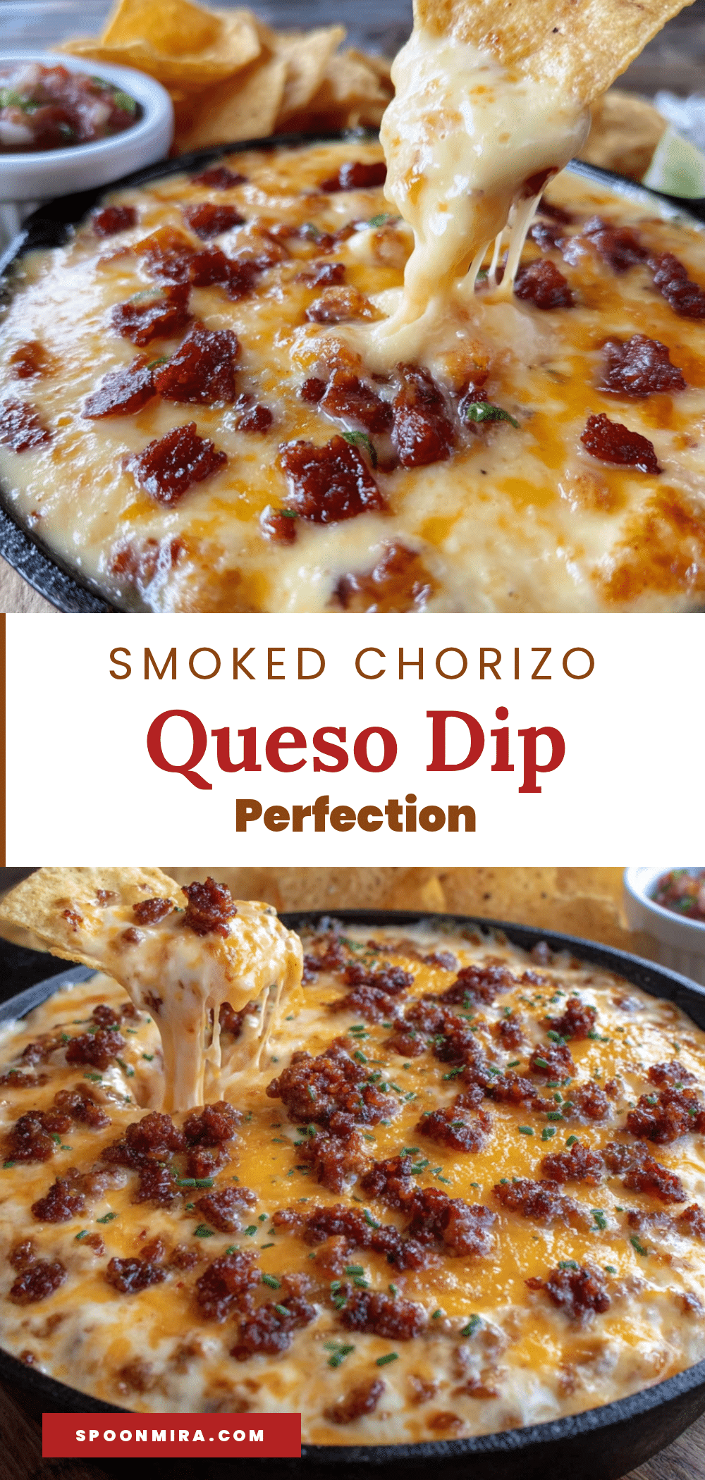 smoked queso dip with chorizo for tailgating recipe