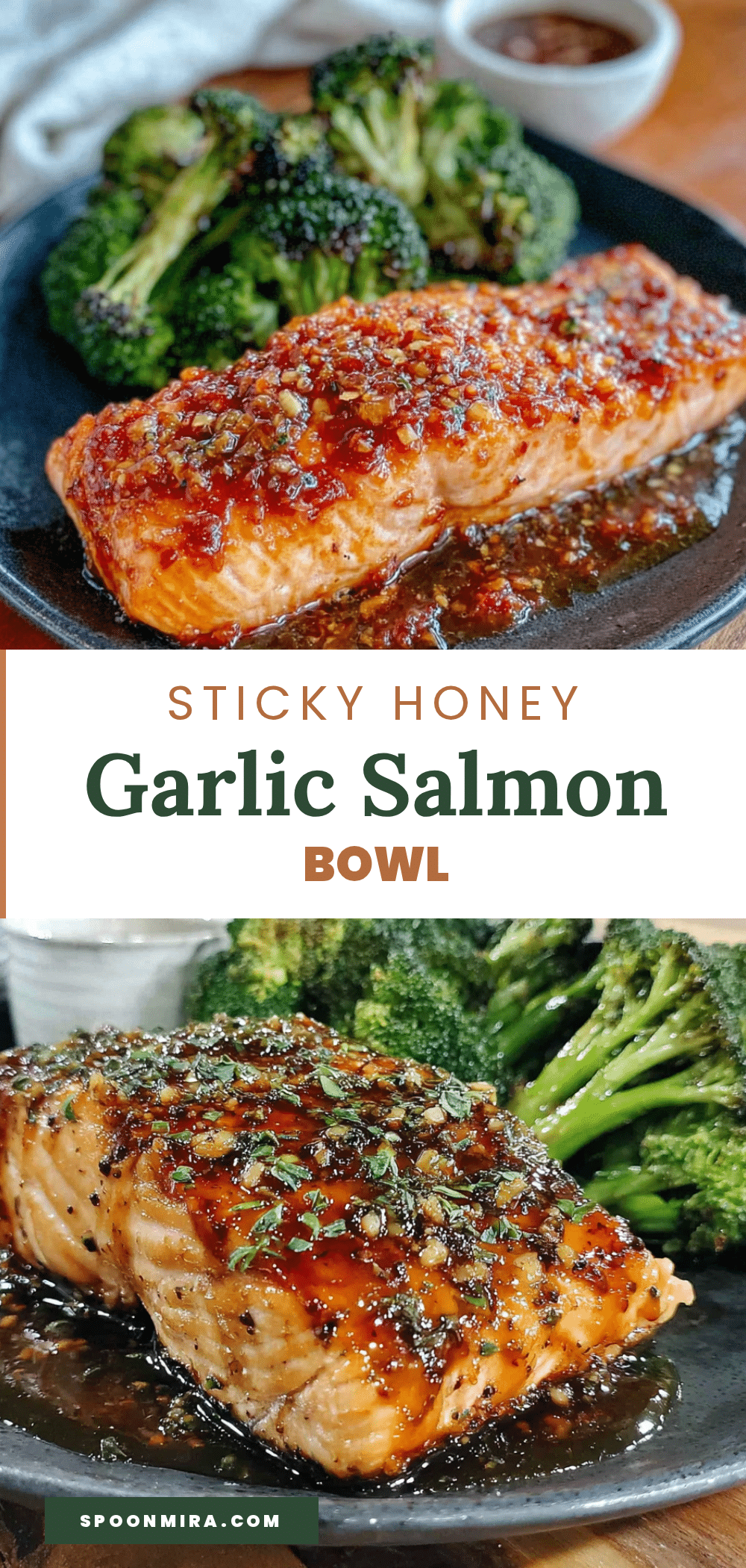 sticky honey garlic salmon bowl recipe