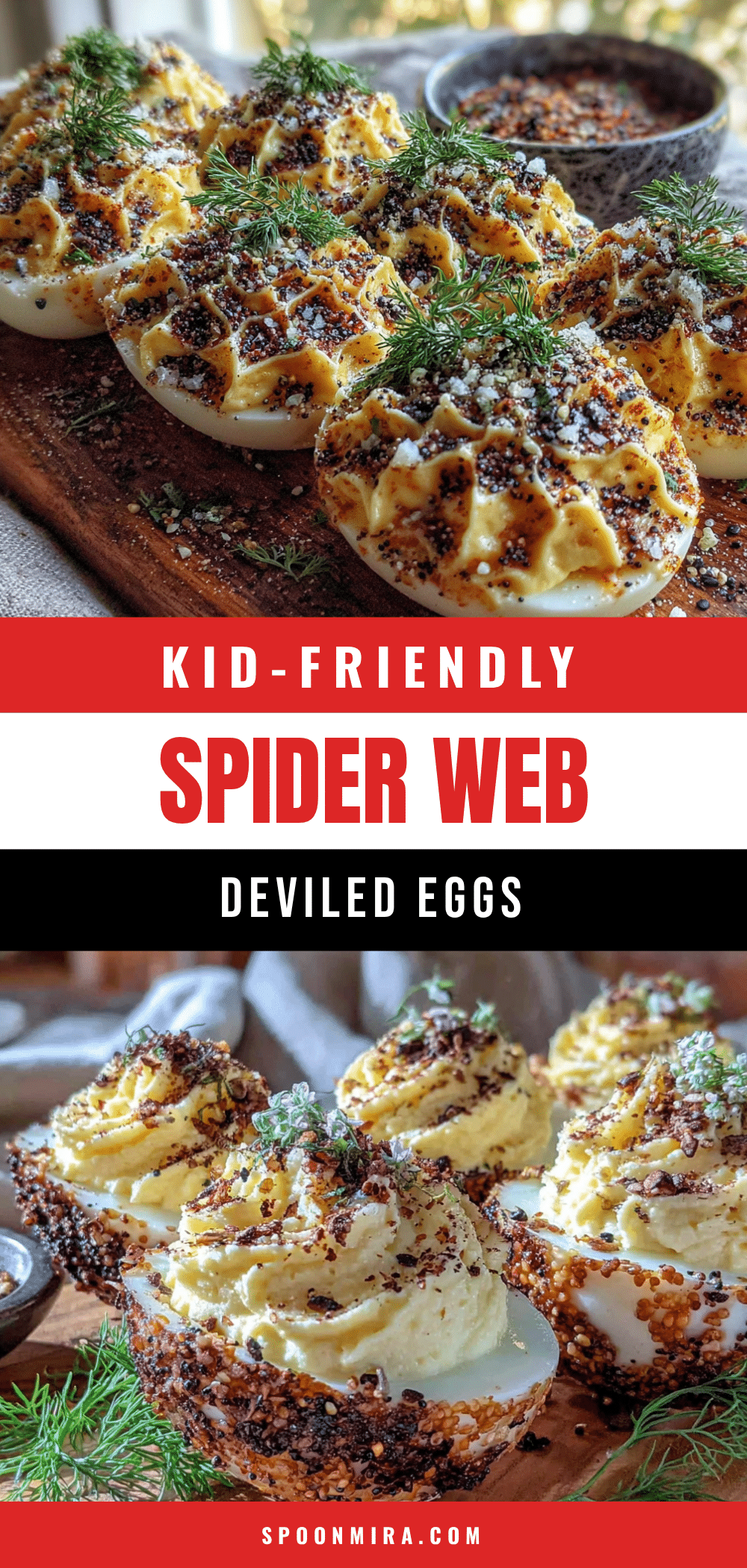 Budget Spider Web Deviled Eggs recipe