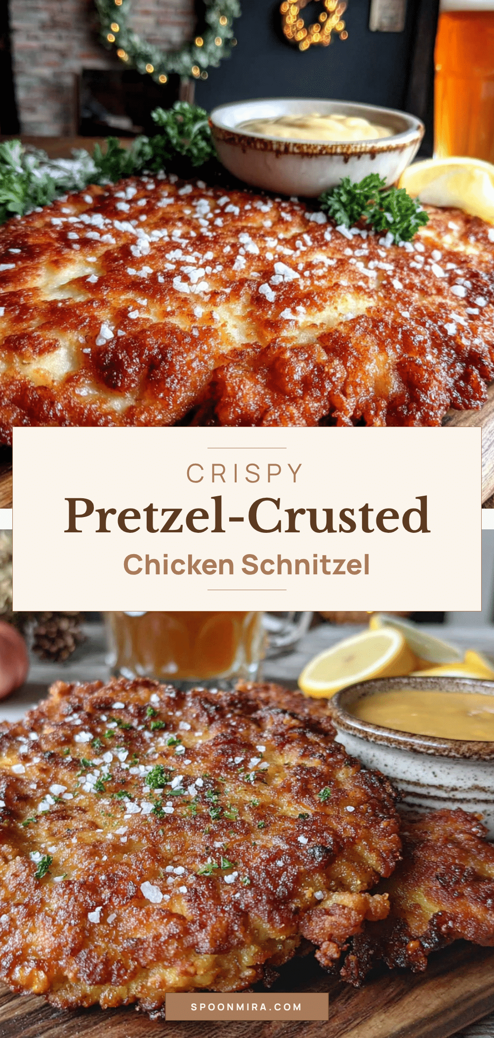 Crispy Oktoberfest Chicken Schnitzel with Pretzel Crust recipe