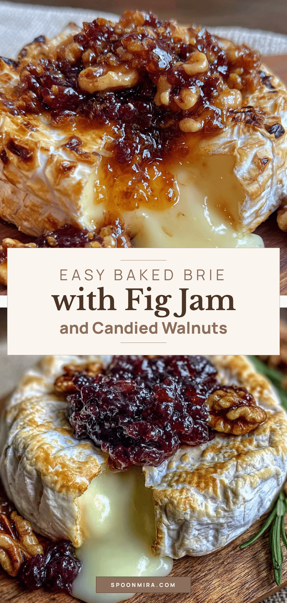 easy baked brie with fig jam and candied walnuts recipe