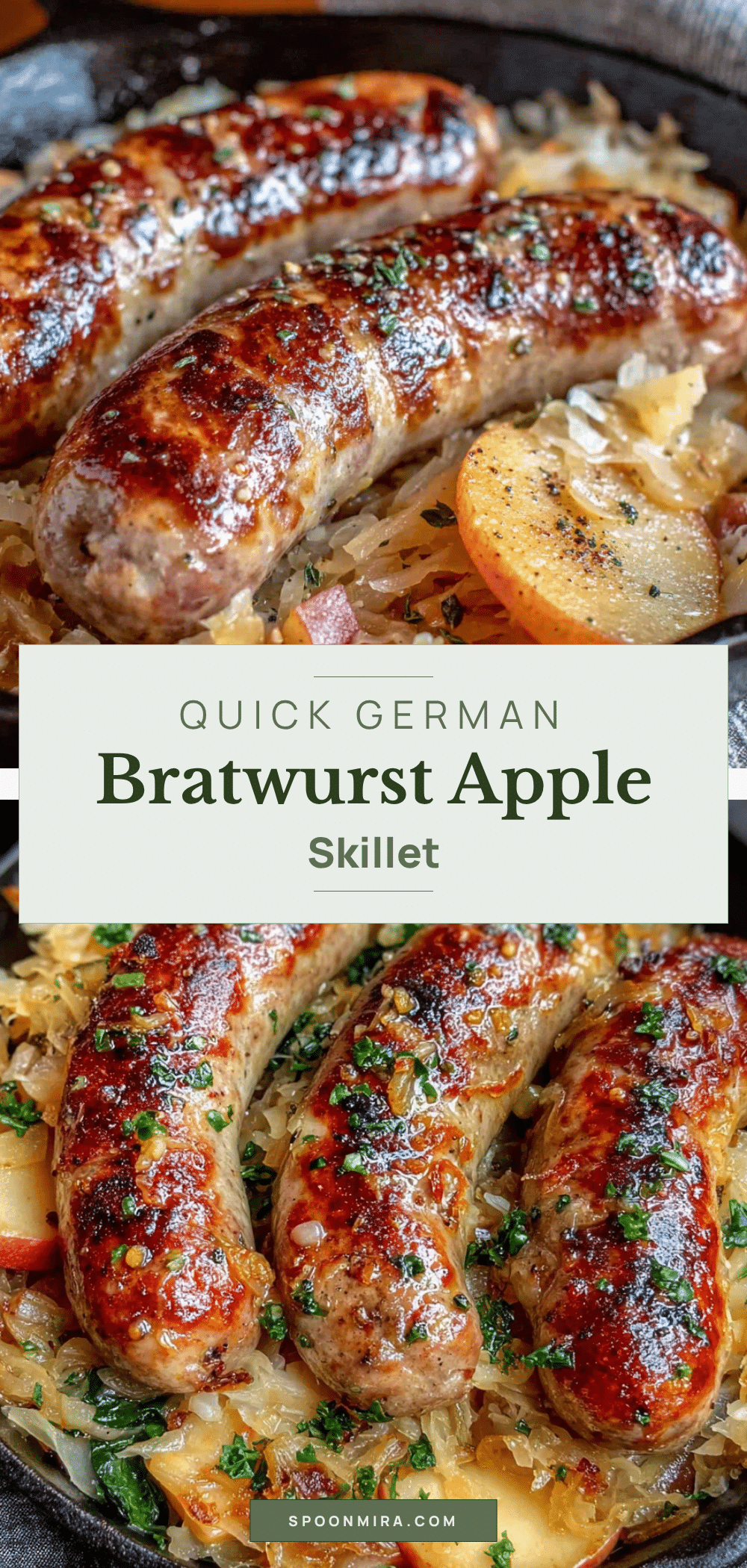 german bratwurst skillet with apples and sauerkraut recipe
