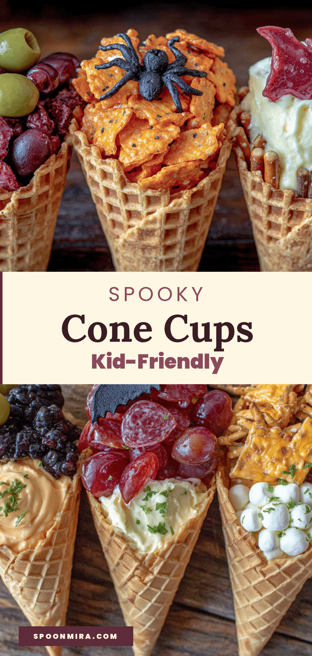Kid-Friendly Spooky Charcuterie Cone Cups for Halloween recipe
