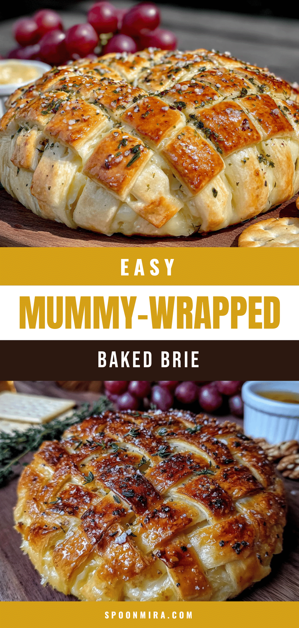 Mummy-wrapped baked brie recipe