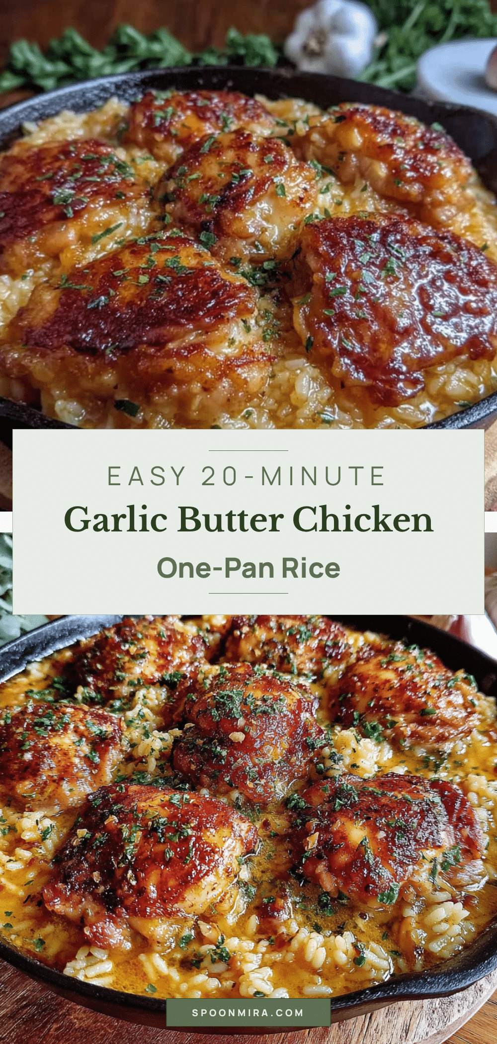 one-pan garlic butter chicken and rice recipe