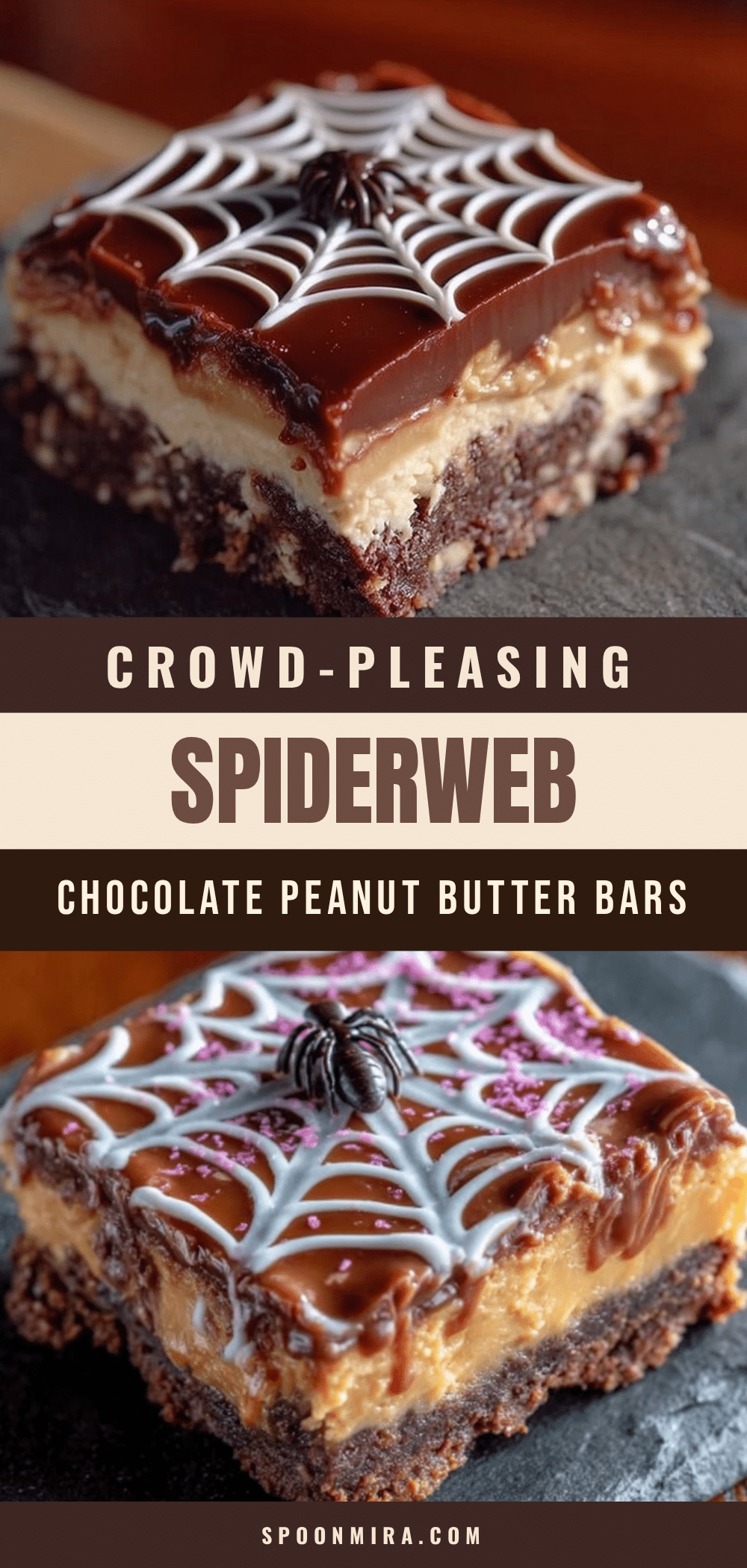 spiderweb chocolate peanut butter bars recipe