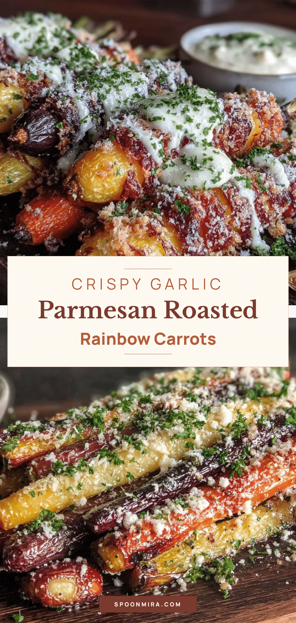 crispy garlic parmesan roasted rainbow carrots recipe