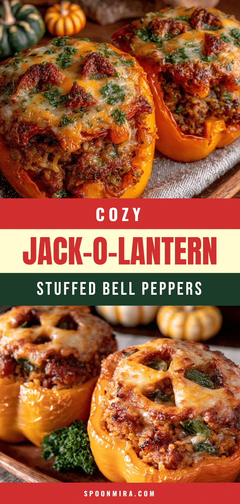 jack-o-lantern stuffed bell peppers recipe
