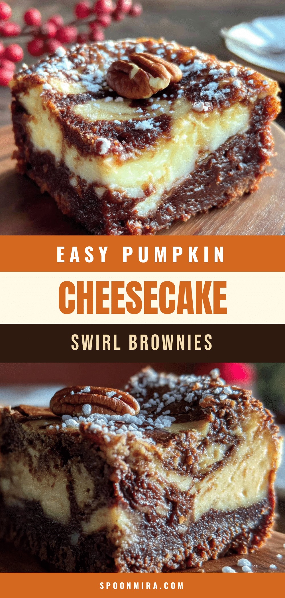 Pumpkin Cheesecake Swirl Brownies recipe
