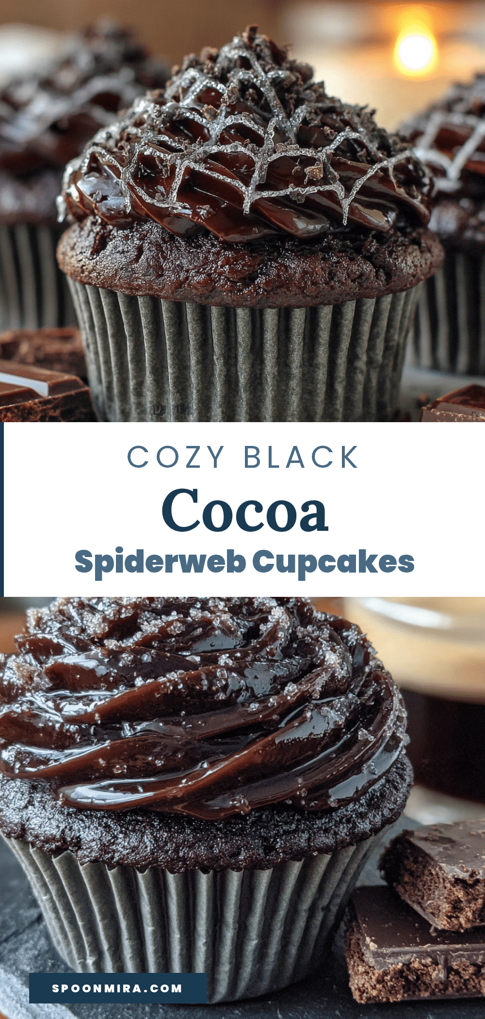 black cocoa spiderweb cupcakes recipe